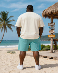 Big & Tall Men's Live Simple Coconut Print Round Neck Short Sleeve T-Shirt Shorts Set