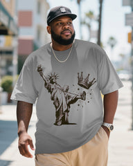 Big & Tall Men's Statue Of Liberty "Kick Crown" American Graffiti Print Short Sleeve T-Shirt