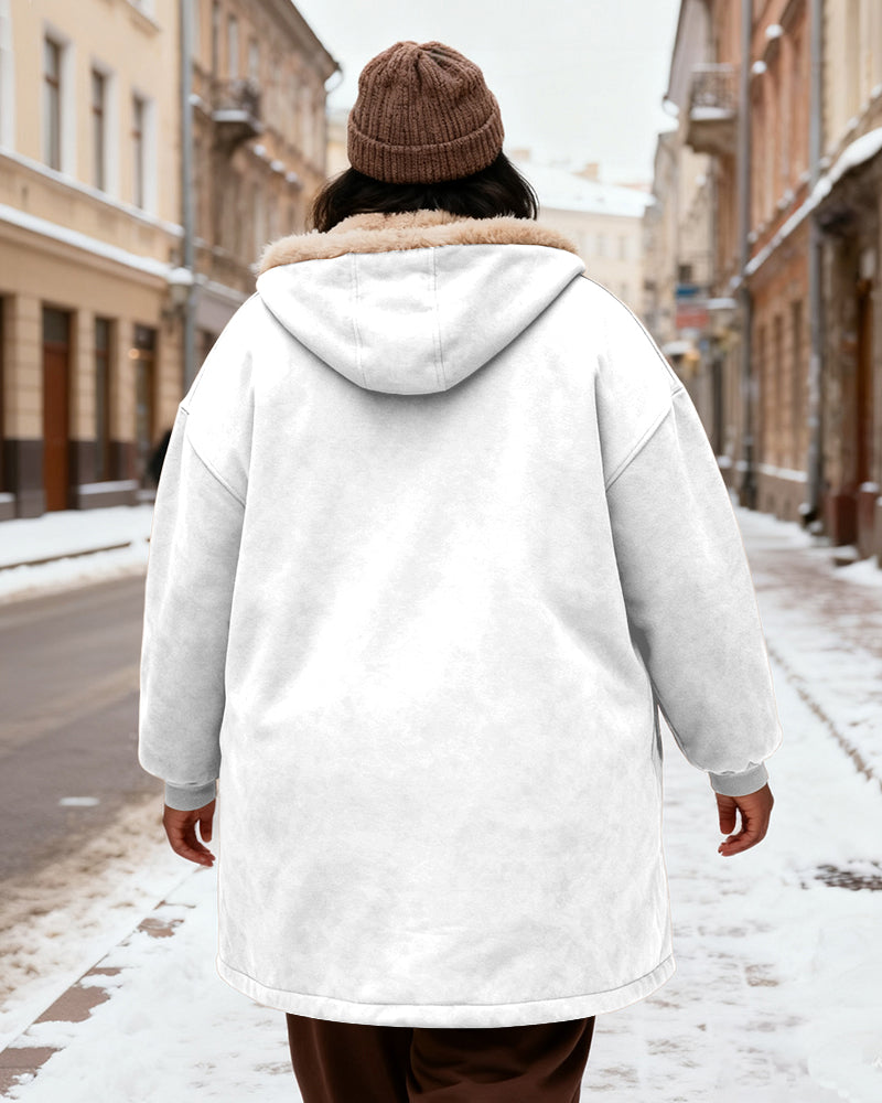 Women's Solid Color Velvet Thickened Long Hooded Coat