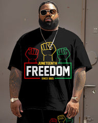Men's Big & Tall Juneteenth Black Freedom Day Fist Print T-Shirt Shorts Set