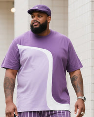 Big Boy Street Fashion High Purple Art Color-matching Striped Short Sleeve Trousers Suit