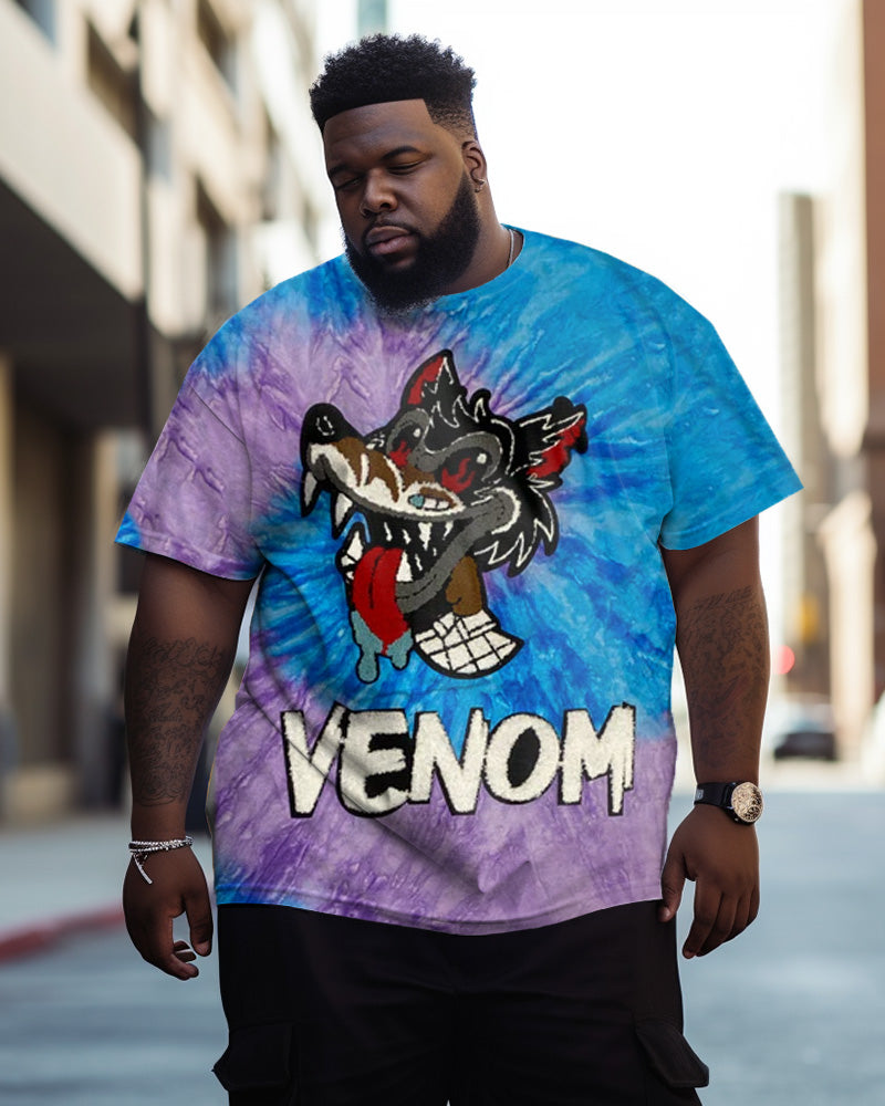 Men's Plus Size Street Tie Dye Venom Graffiti Short Sleeve Crew Neck T-Shirt