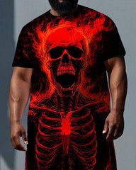 Still Standing Even No Flesh Big & Tall Men's Skull Print Outdoor Short Sleeve T-shirt 2-Piece Set
