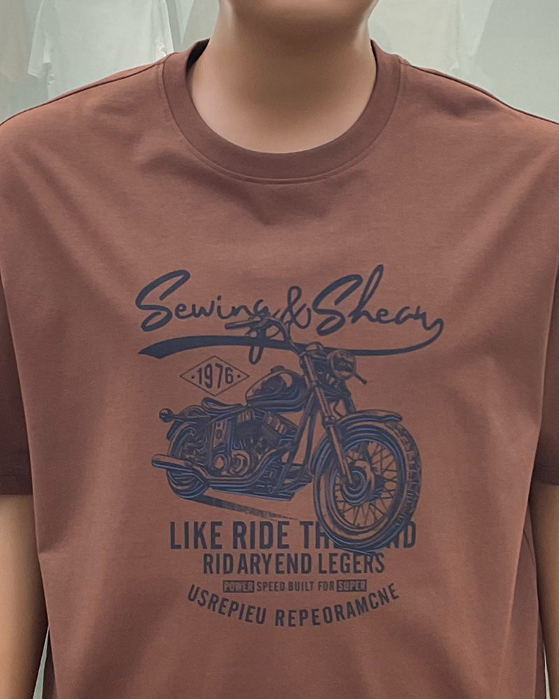 7XL-10XL Big & Tall Men's Daily Leisure Harley Motorcycle Cotton Crewneck Short Sleeve T-shirt