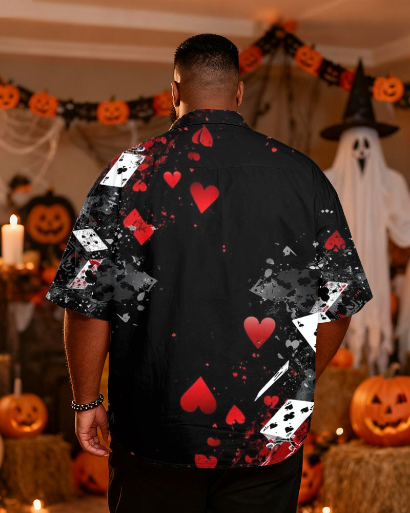 Big & Tall Men's Halloween Poker Love Print Short Sleeve Shirt
