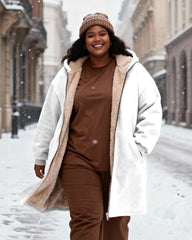 Women's Solid Color Velvet Thickened Long Hooded Coat