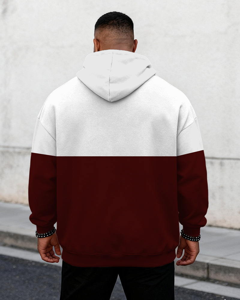 Big & Tall Men's Red & White Yellow Crown Graffiti Print Hoodie