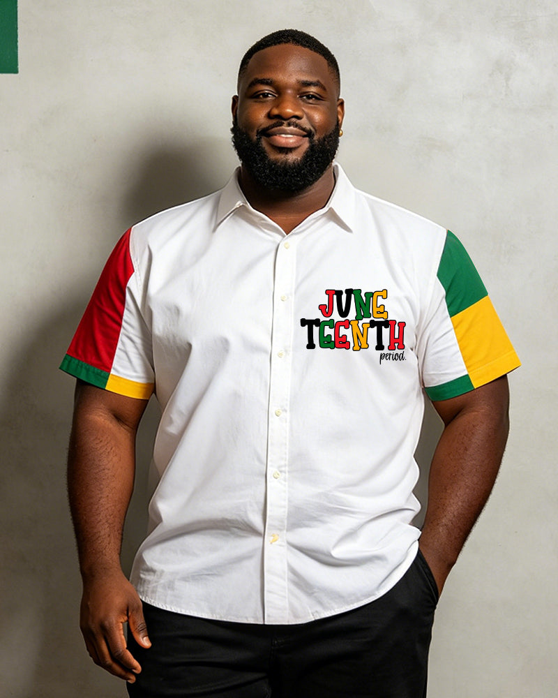 Big & Tall Men's Juneteenth Contrast Printed Short Sleeve Shirt
