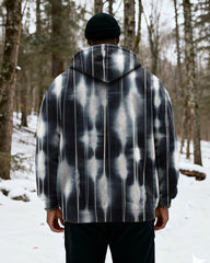 Big & Tall Men's Black And White Gradient Plaid Velvet Thickened Zipper Hoodie