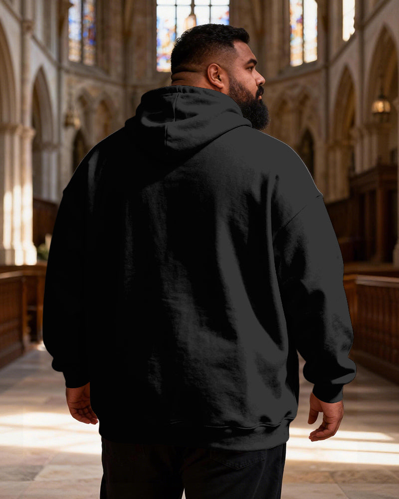 Big & Tall Men's Splash Red Gold Cross Print Hoodie