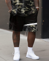 Street Casual Patchwork Camouflage Print Big Men's Set