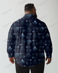 Men's Daily Casual Gradient Poker Geometric Print Plus Size Lapel Long Sleeve Shirt