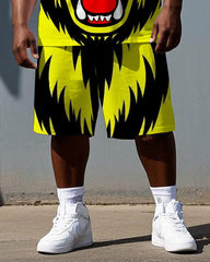 Big & Tall Men's Roaring Gorillas Printed Casual Short Sleeve T-shirt and Short Set