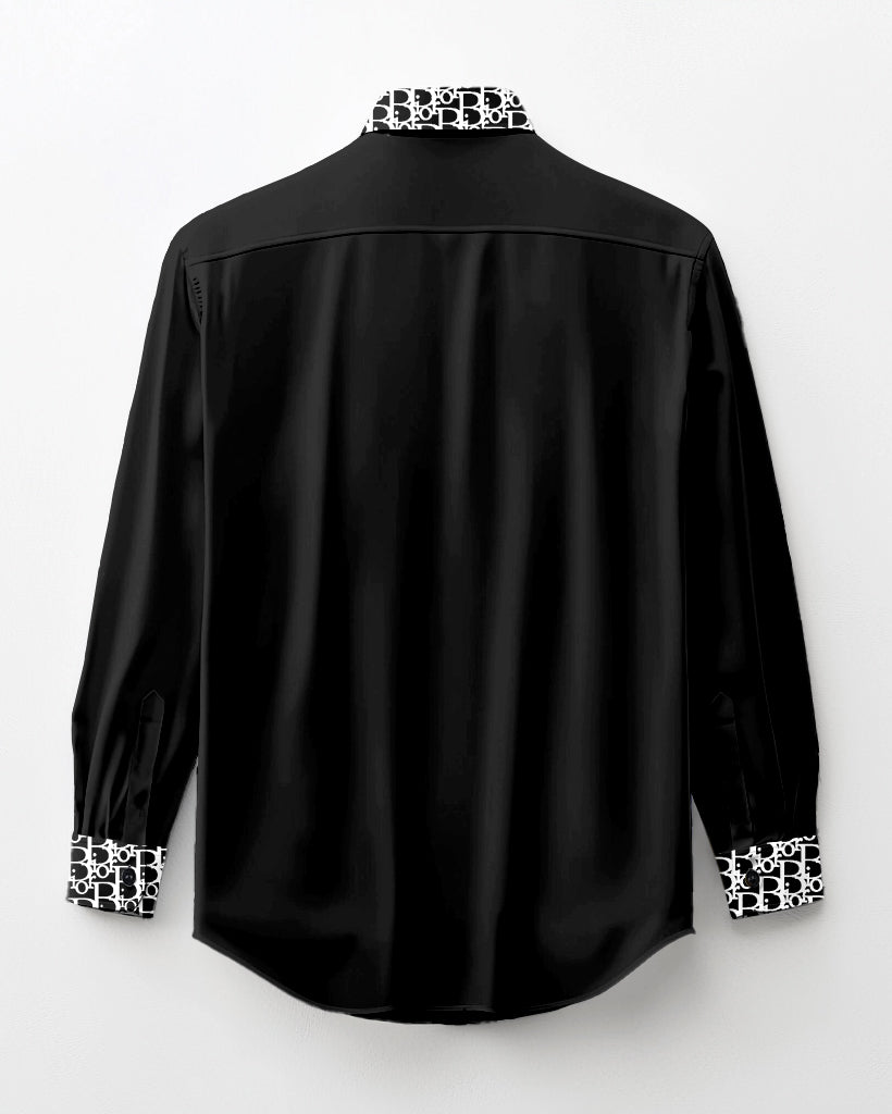 100% Cotton Featured Patchwork Lapel Long Sleeve Shirt Big Guys