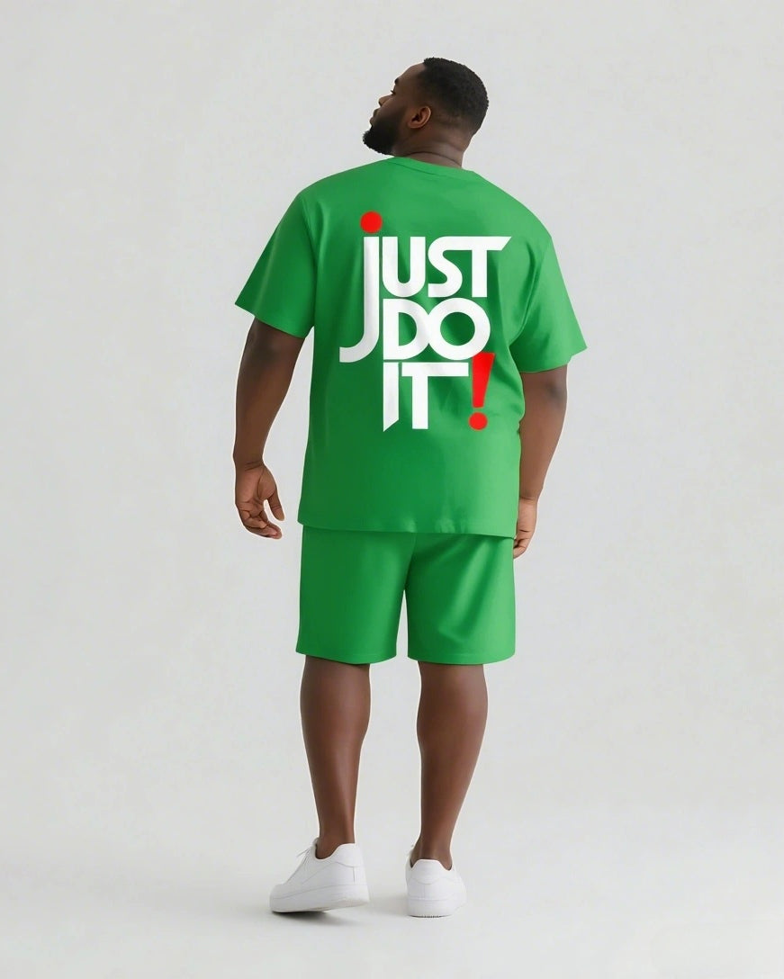 Quit Thinking Start Doing Big & Tall Men's Simple Lettering T-shirt 2-Piece Set