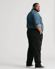 Big & Tall Men' Cotton Fabric Black Overalls Trousers