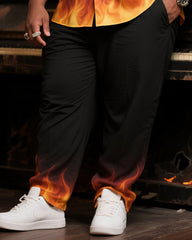 Big Boy Essential 2025 Fashion Popular Art Flame Burn Mark Long Sleeve Shirt Trousers Suit