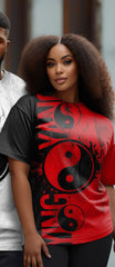 Couple's Large Size Yin Yang Color Matching Round Neck Short Sleeve T-Shirt