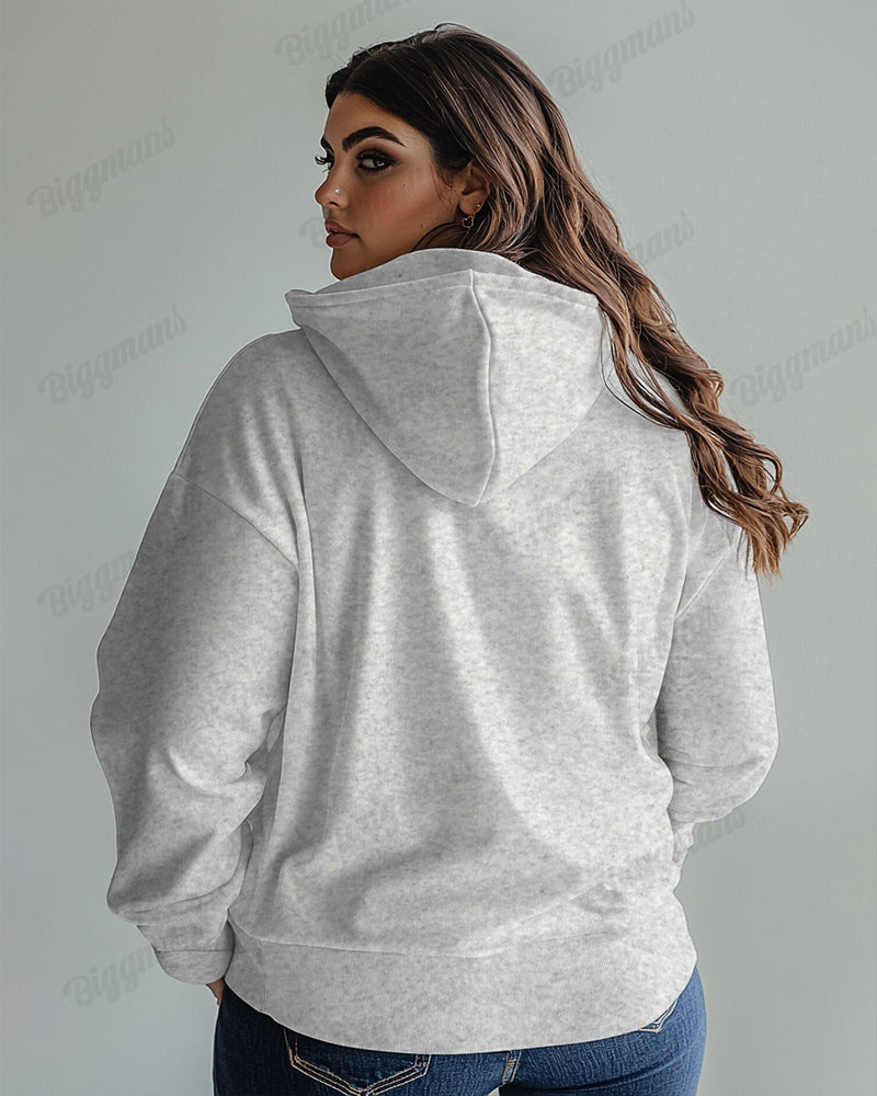 Santa Claus Head Print Women's Plus Size Cotton Hoodie