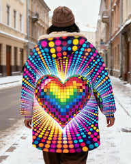 Rainbow Mosaic Love Disco Printed Velvet Thickened Long Hooded Exterior