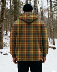 Big & Tall Men's Vintage Yellow Plaid Print Velvet Thickened Zip Cardigan Hoodie