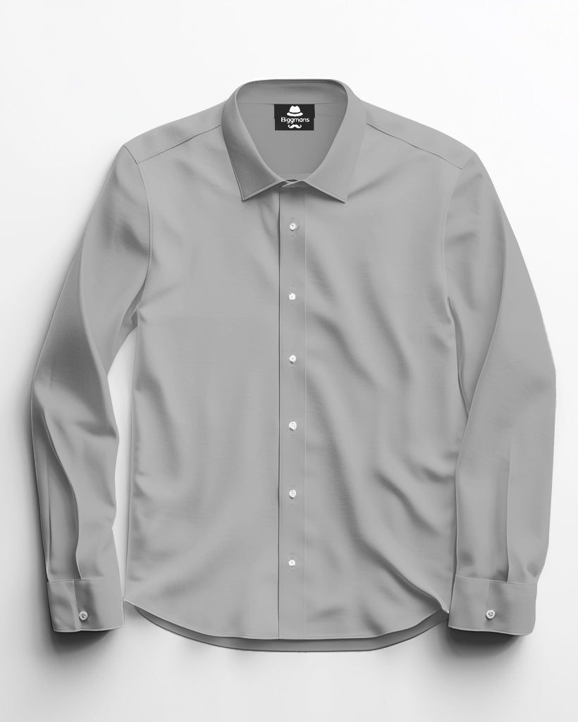 Solid Color Big Guys Long Sleeve Lapel Shirt and Pants Set