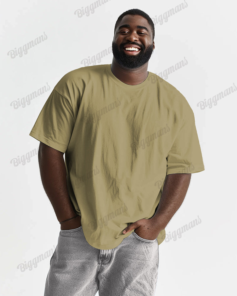 100% Cotton-Joker Solid Color Big Men's Loose Short Sleeve T-Shirt