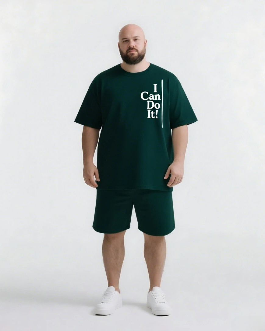 No Matter What You Can Do It Big & Tall Men's Simple Lettering T-shirt 2-Piece Set