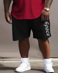 Men's Plus Size Space Fashion Contrast Color T-Shirt Shorts Suit
