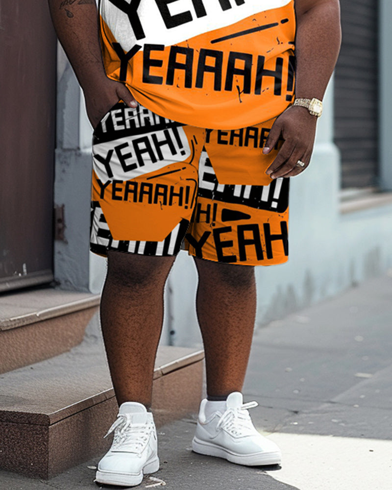 Oh, Yeah! Colorblock Personalized Print Large Men's Suit