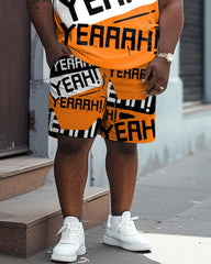 Oh, Yeah! Colorblock Personalized Print Large Men's Suit