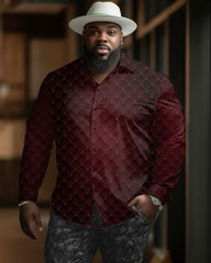 Men's Big and Tall Casual Geometric Button Down Long Sleeve Shirt