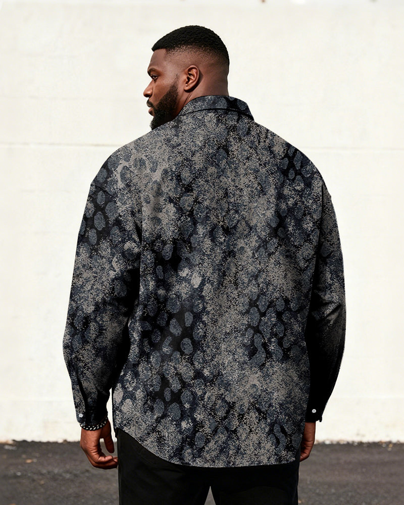 Big & Tall Men's Vintage Snake Print Long Sleeve Shirt