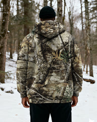 Big & Tall Men's Hunting Forest Camouflage Print Velvet Thickened Zipper Cardigan Hoodie