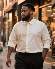 Big & Tall Men's Business Apricot White Contrast Long Sleeve Shirt