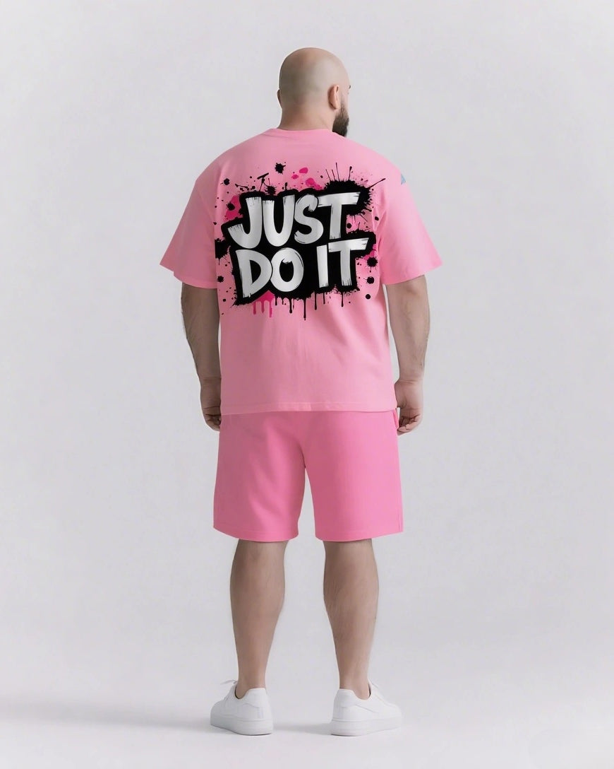 Don’t Think Just Do It Big & Tall Men's Lettering Simple Short-Sleeve T-shirt 2-Piece Set