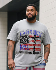 Big & Tall Men's Original Star Flag COD Printed Independence Day Crewneck T-Shirt Shorts Suit