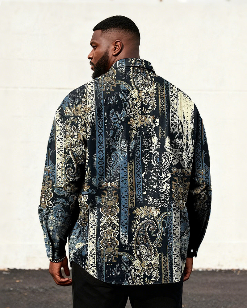 Big & Tall Men's Vintage Paisley Print Long Sleeve Shirt