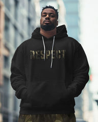 Men's Street Fashion Camouflage Alphabet Print Big and Tall Hoodie Set
