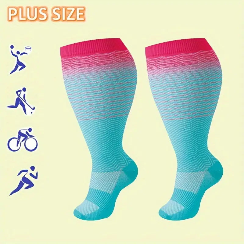2XL-7XL Colorful Striped Running Fitness Compression Socks,For Obese Men And Women Sports Socks
