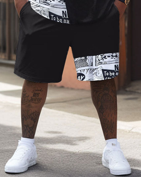 Street Casual Irregular Letter Stitching Printing Big Men's Set