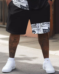 Street Casual Irregular Letter Stitching Printing Big Men's Set