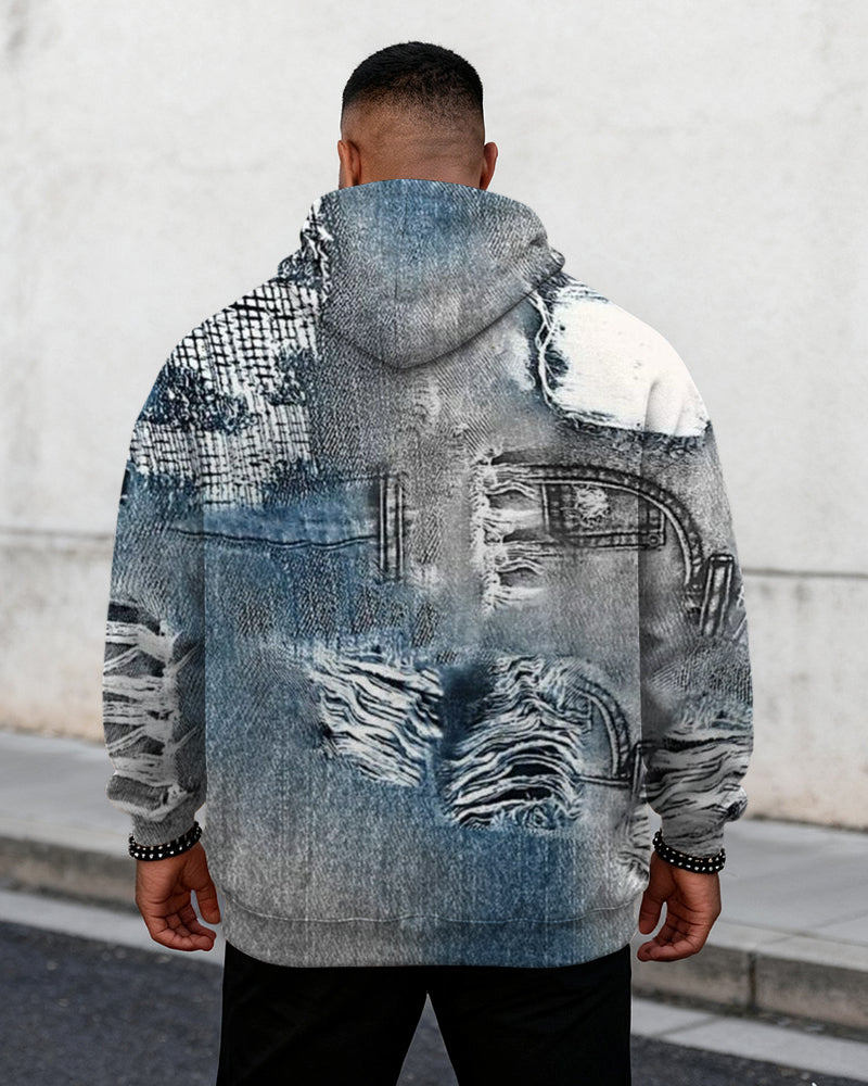 Big & Tall Men's Denim Graffiti-Print Hoodie