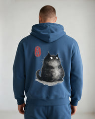 Big & Tall Men's Cat Stamp Print Cardigan Hoodie