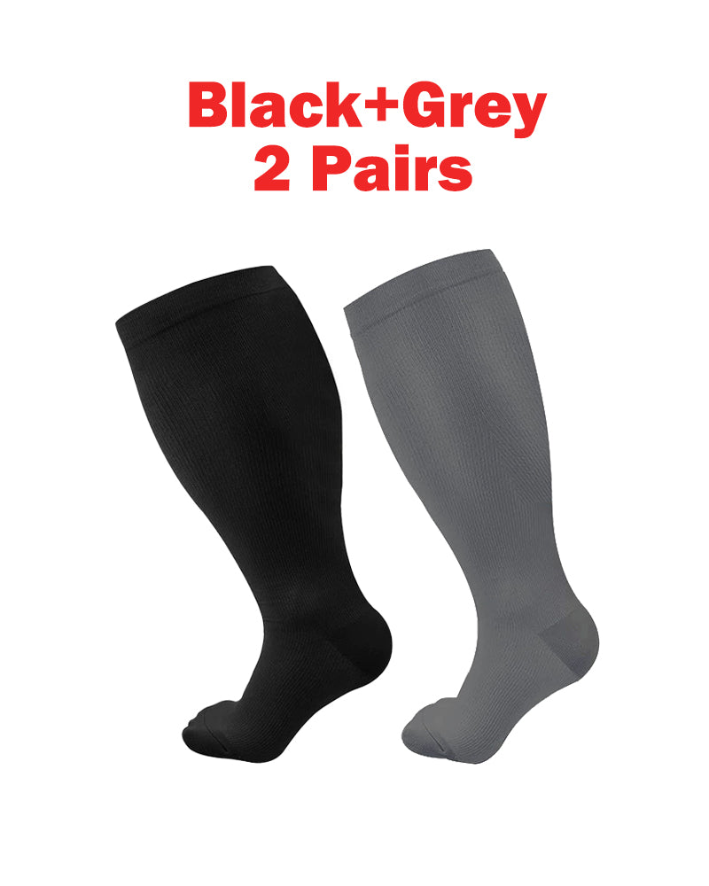 🔥2XL-7XL Solid Color Running Fitness Compression Socks For Obese Men And Women Sports Socks