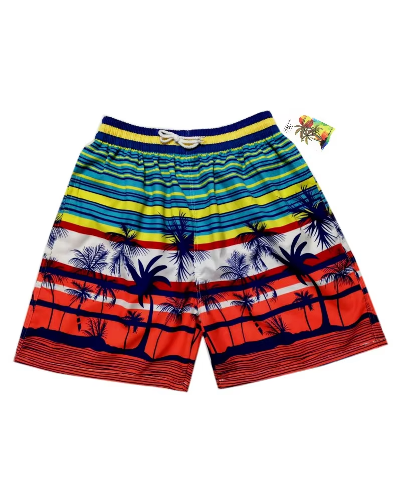 Big & Tall Men's Hawaii. Summer Level Style Plaid Color Gradient Dusk Tropical Coconut Tree. Seaside Beach Pants