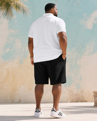 Men's Plus Size Gift For Father Commemorative Short Sleeve POLO Shirt Shorts Suit