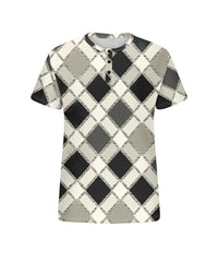 Men's Plus Size Geometric Diamond Print Henley Collar Button Short Sleeve T-shirt