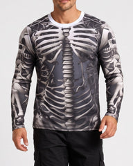 Men's Halloween 3D Skull Print Long-Sleeve T-Shirt
