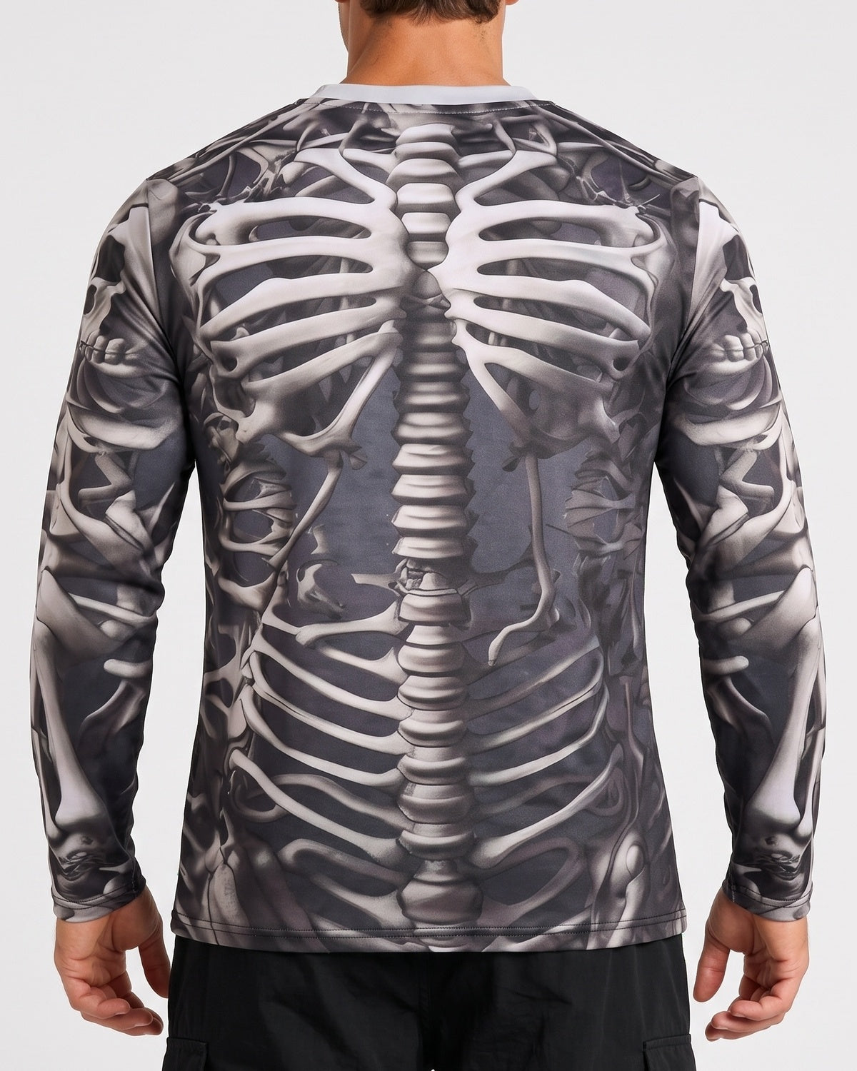 Men's Halloween 3D Skull Print Long-Sleeve T-Shirt